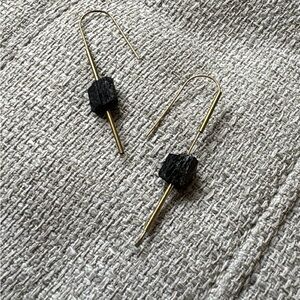 Raw black obsidian gemstone earrings